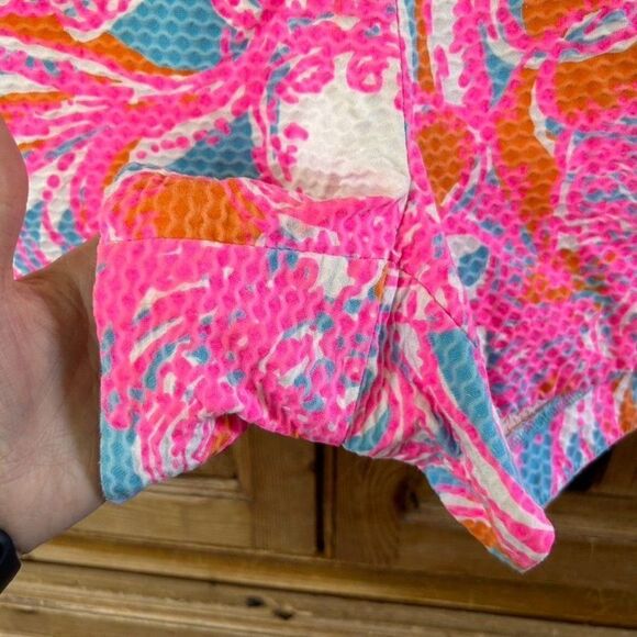 Lilly Pulitzer 0 Shorts‎ Pink Blue White Floral Pockets Zipper Mid Rise Textured - Picture 4 of 13